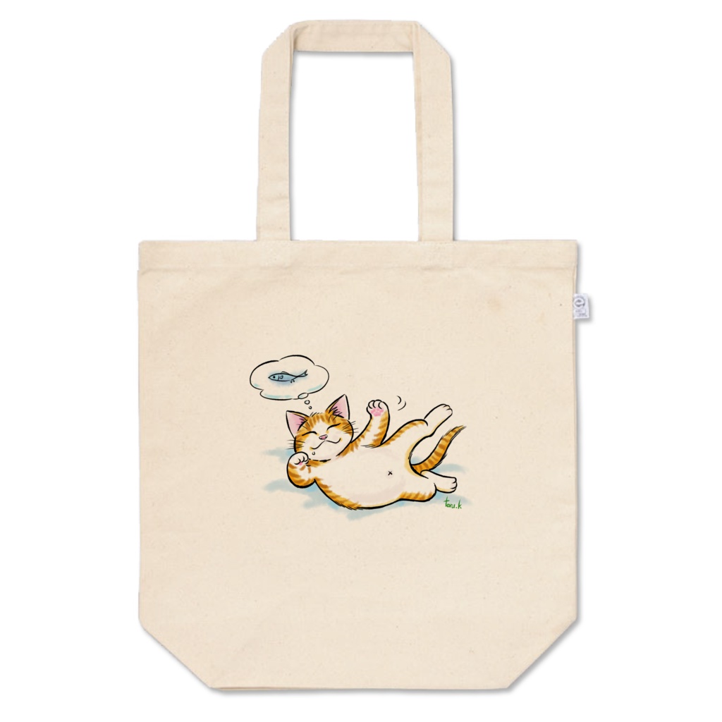 寝んネコトートバッグ・茶トラ白