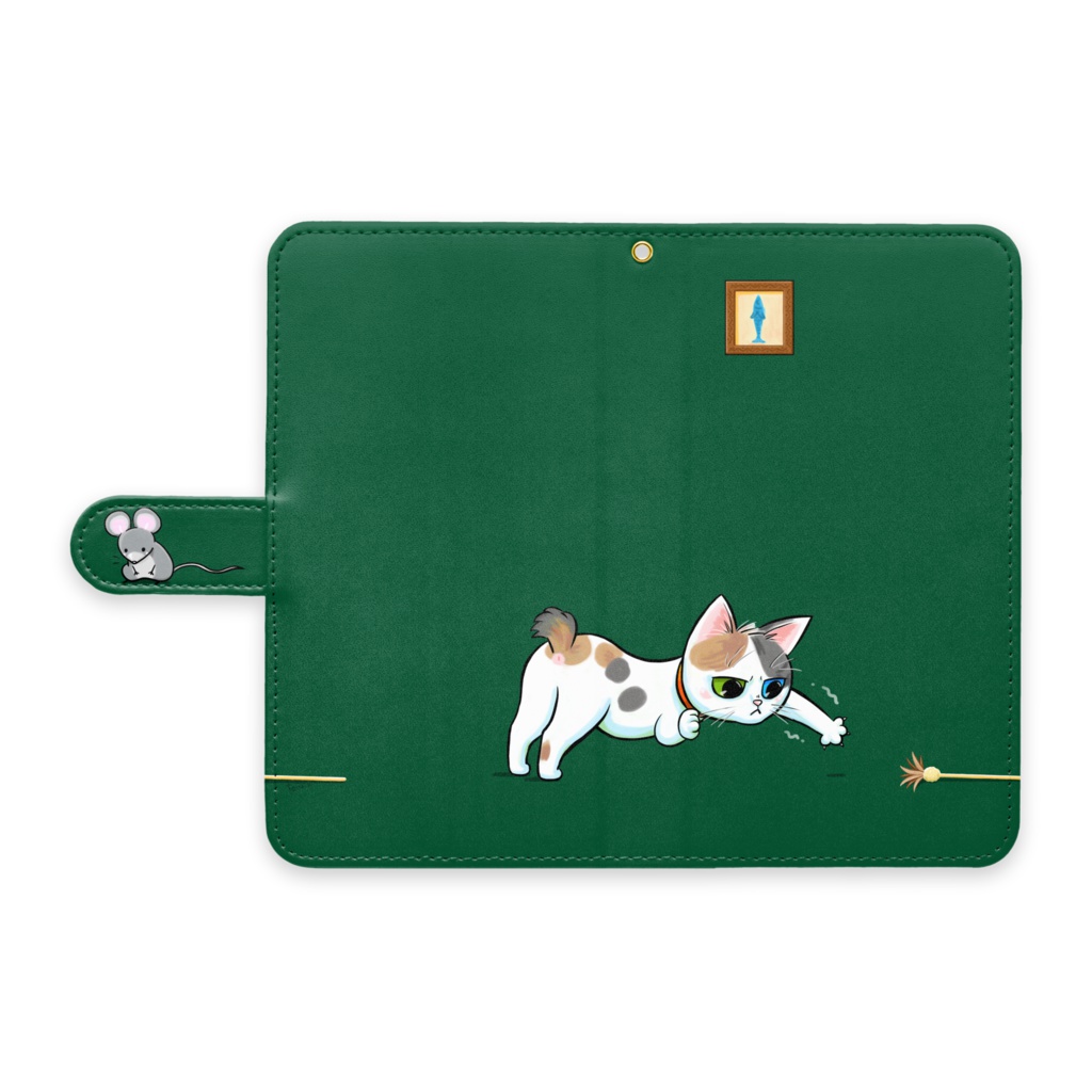 手伸ばし猫 手帳型Androidケース　