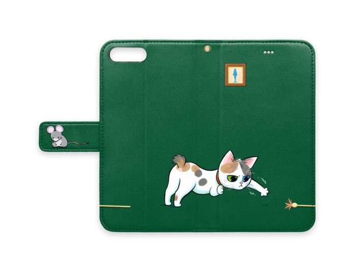 手伸ばし猫 手帳型iPhoneケース