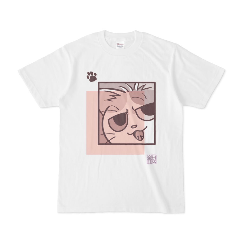 猫柄Tシャツ桃S~XL