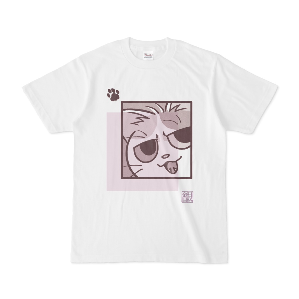 猫柄Tシャツ藤S~XL