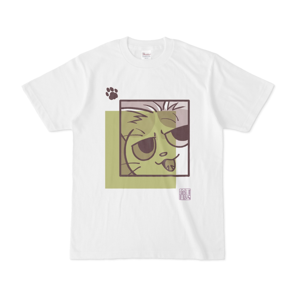 猫柄Tシャツ抹茶S~XL