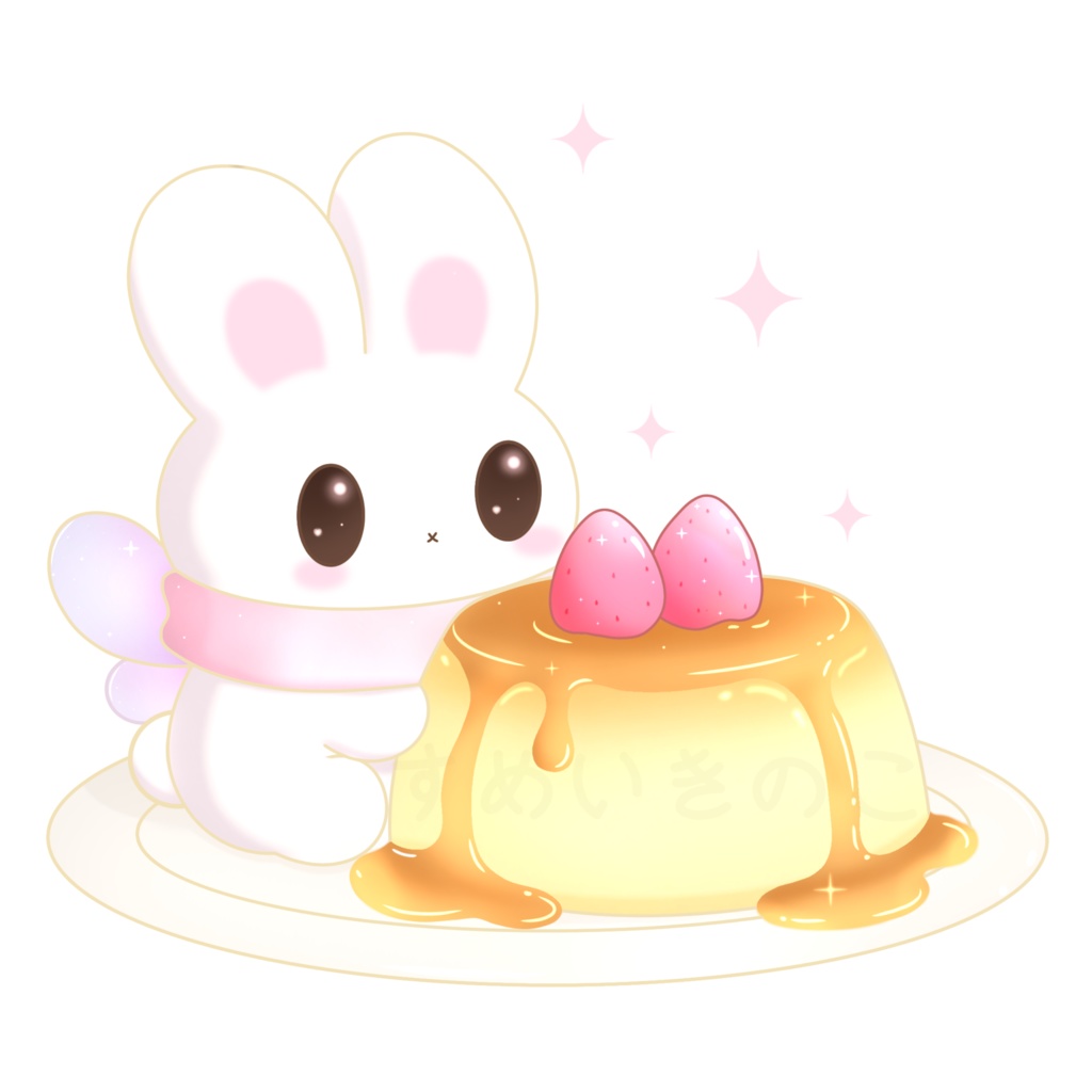 ふわふわフランと妖精うさぎミルミ｜コージーデジタルステッカー🍮