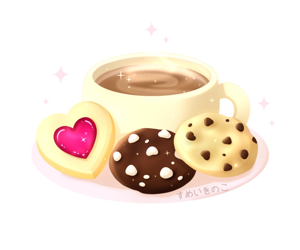 ふわふわクッキーとほっとココアのステッカー♡