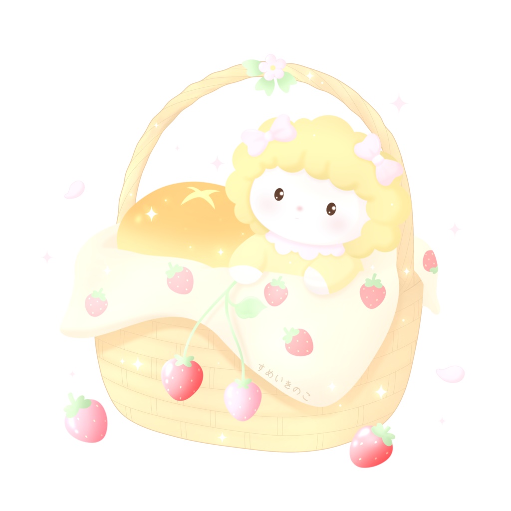 こもりとふわふわパン＆いちご🍞🍓🎀