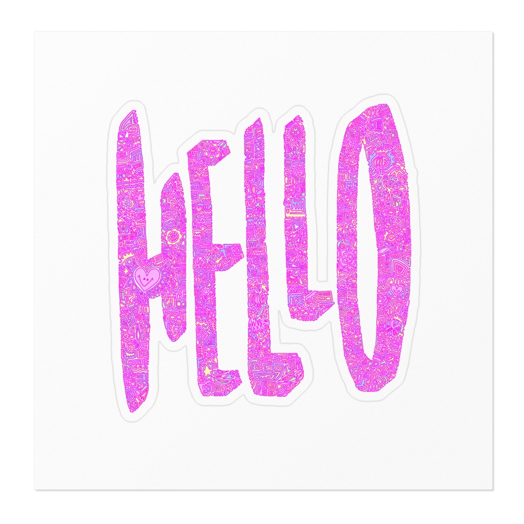 【ステッカー】Hello(カラー)