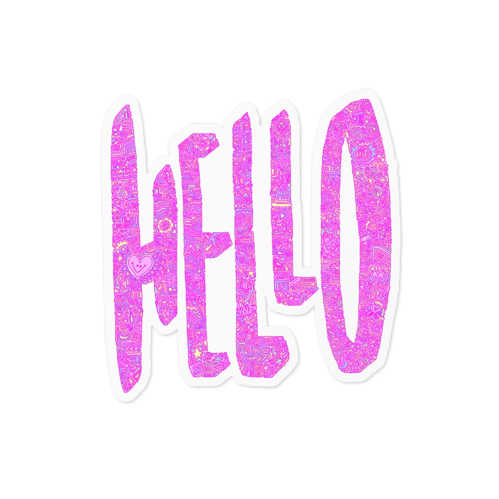 【ステッカー】Hello(カラー)