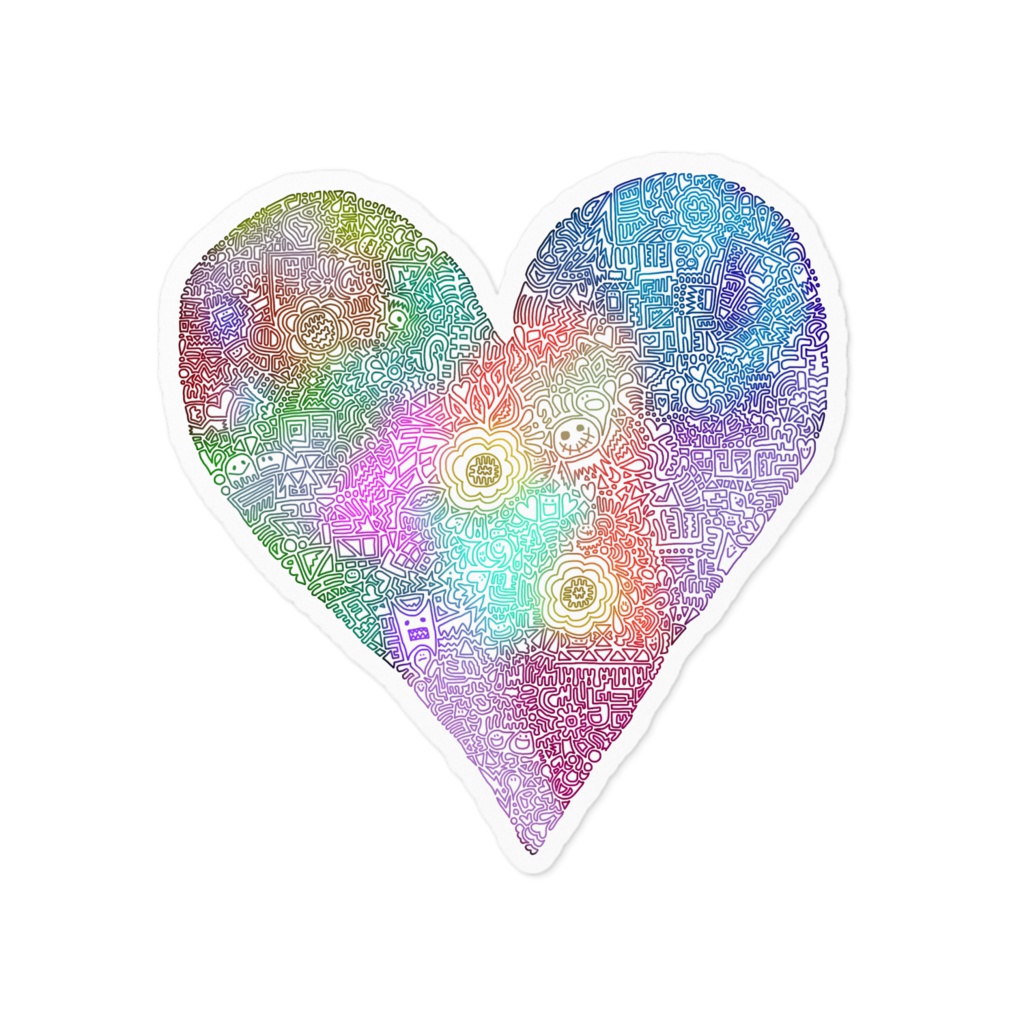 【ステッカー】細密画ハートカラー