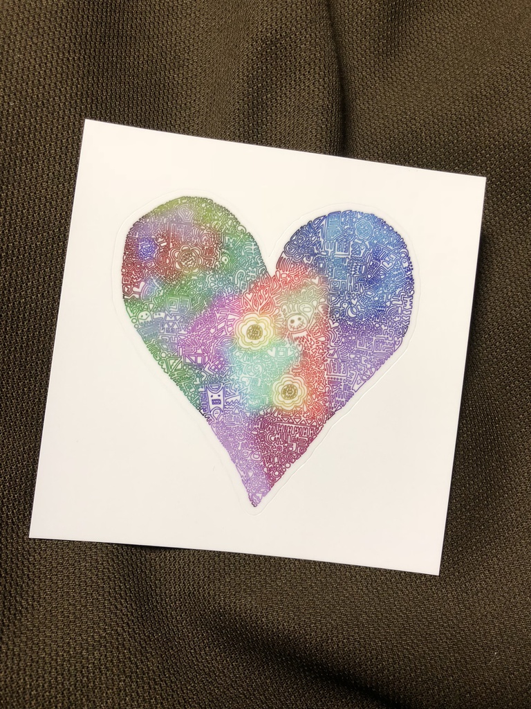 【ステッカー】細密画ハートカラー