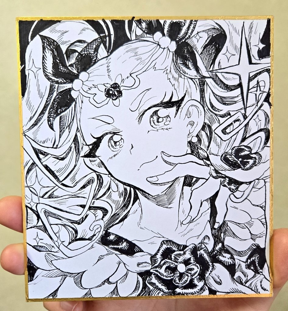 ミルキィローズ　手描き色紙