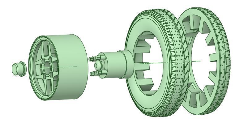 TOMS風 13"ホイール&タイヤ 1/24