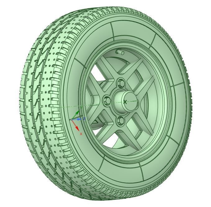 TOMS風 14"ホイール&タイヤ 1/24 STLデータ
