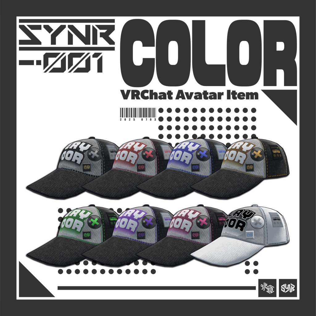 「SYNR-001:POOR」サイバーパンク・ストリートキャップ 【多アバター対応調整シェイプキー搭載】