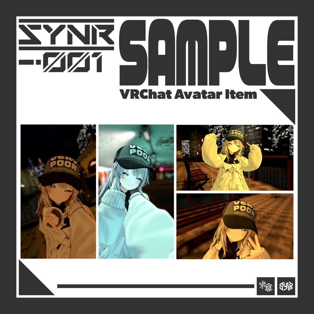 「SYNR-001:POOR」サイバーパンク・ストリートキャップ 【多アバター対応調整シェイプキー搭載】