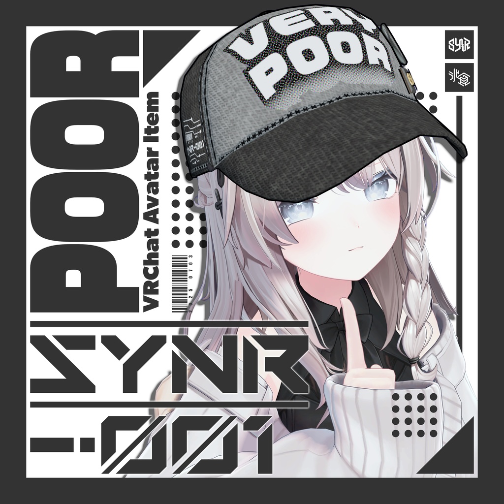 「SYNR-001:POOR」サイバーパンク・ストリートキャップ 【多アバター対応調整シェイプキー搭載】