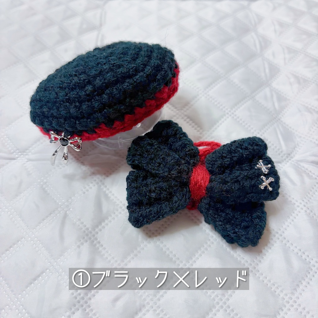 ベレー帽×でかリボンセット(黒ベース)