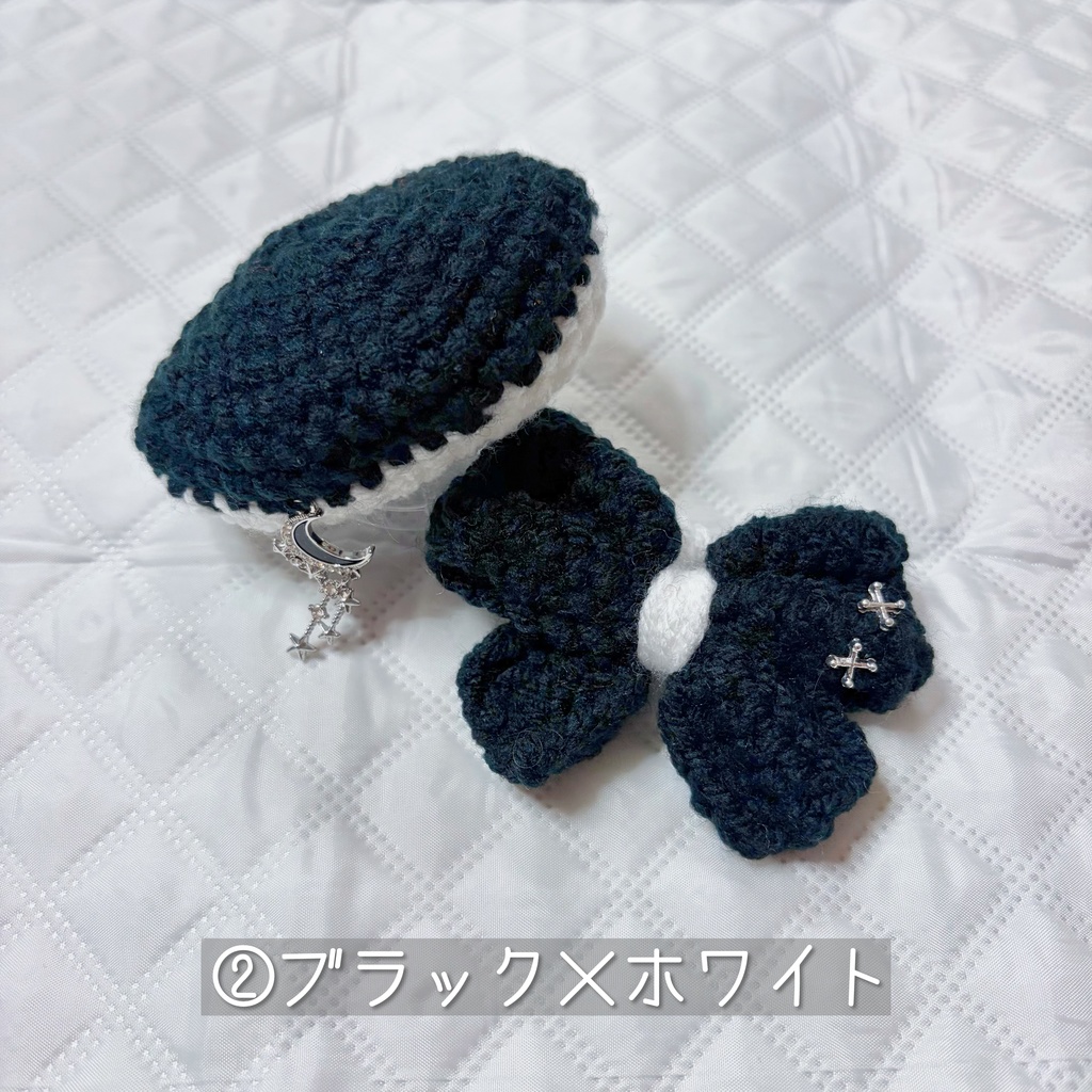 ベレー帽×でかリボンセット(黒ベース)