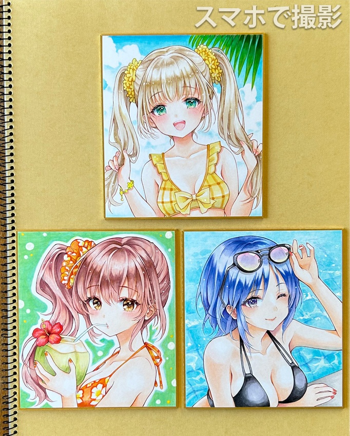 『2024夏水着ココナッツジュースちゃん』手描き小色紙 240827C