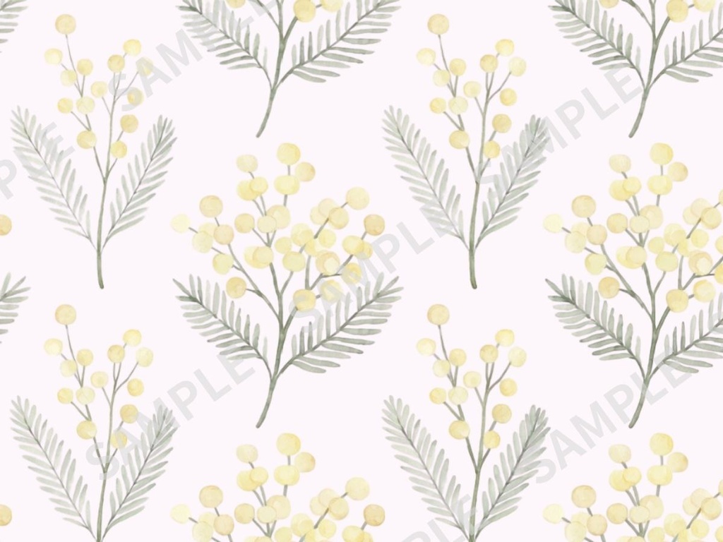 ミモザの手描き風 素材 5枚セット02