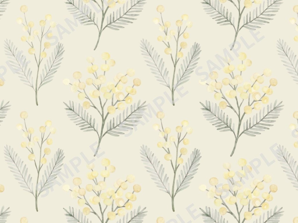 ミモザの手描き風 素材 5枚セット02