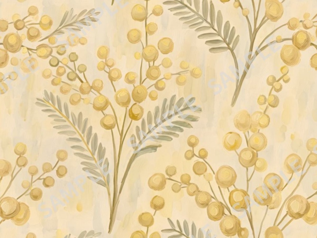 ミモザの水彩イラスト素材 5枚セット