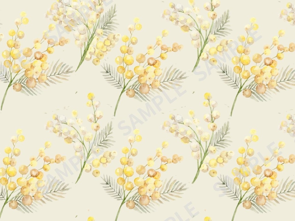 ミモザの手書き風素材 5枚セット01