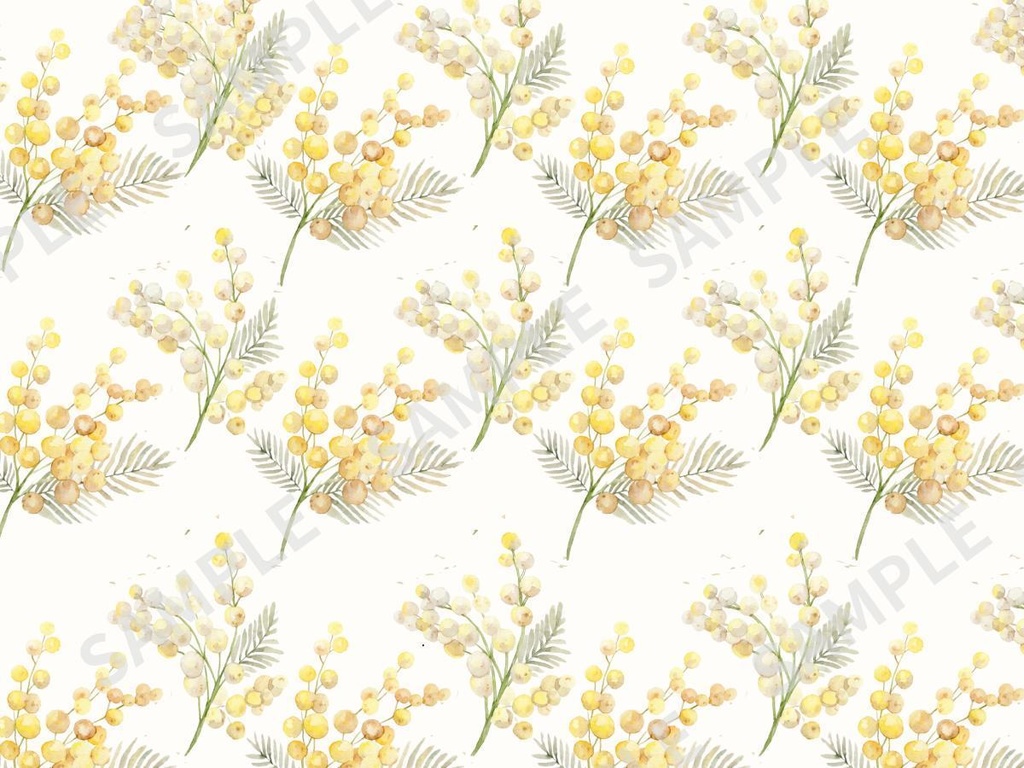 ミモザの手書き風素材 5枚セット01