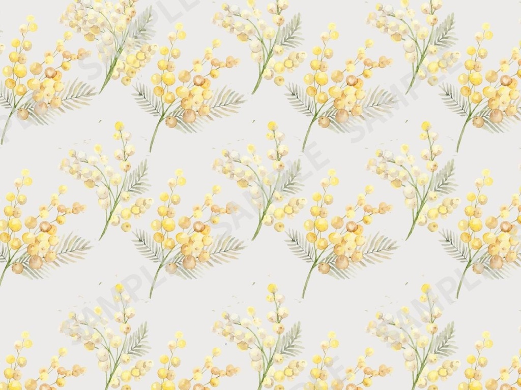 ミモザの手書き風素材 5枚セット01