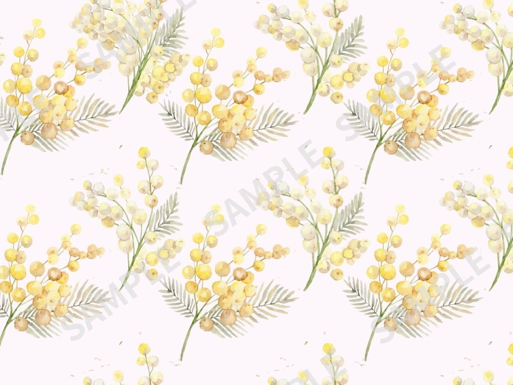 ミモザの手書き風素材 5枚セット01