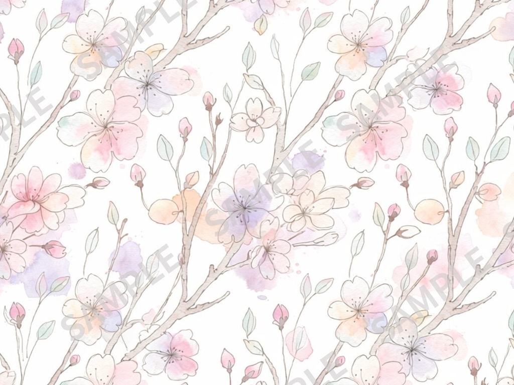 桜の手描き風素材3枚セット