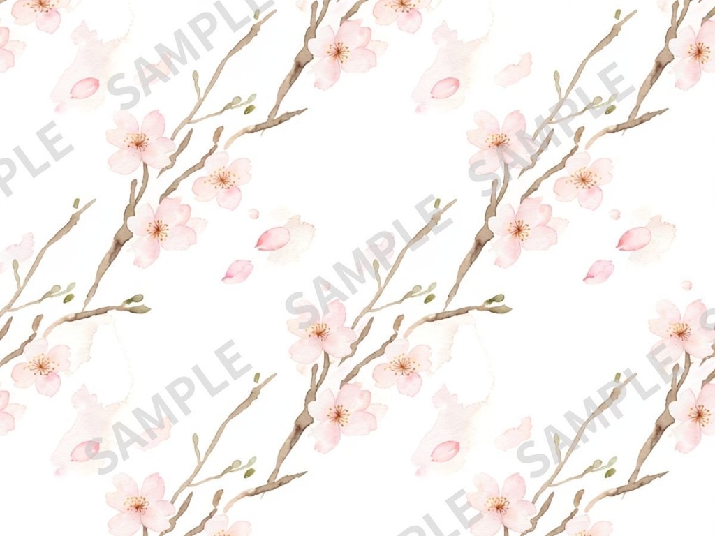 桜の手描き風素材 2枚セット