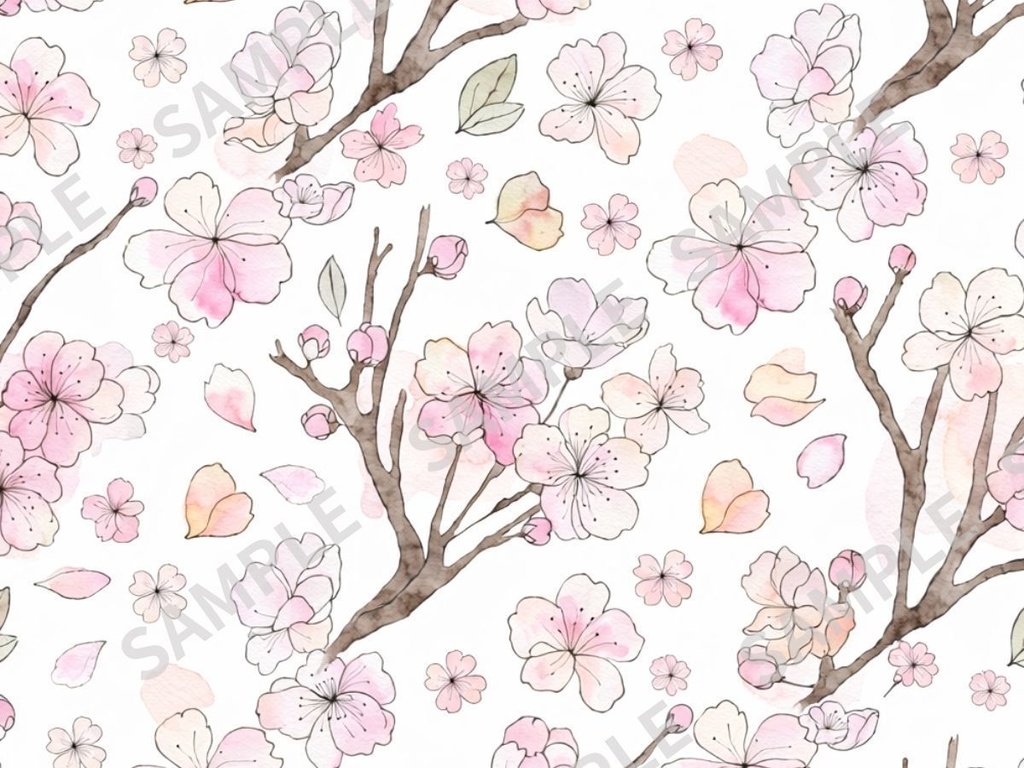 桜の手描き風素材 2枚セット