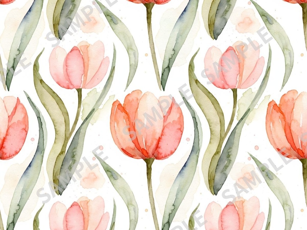 チューリップの手描き風素材 2枚セット