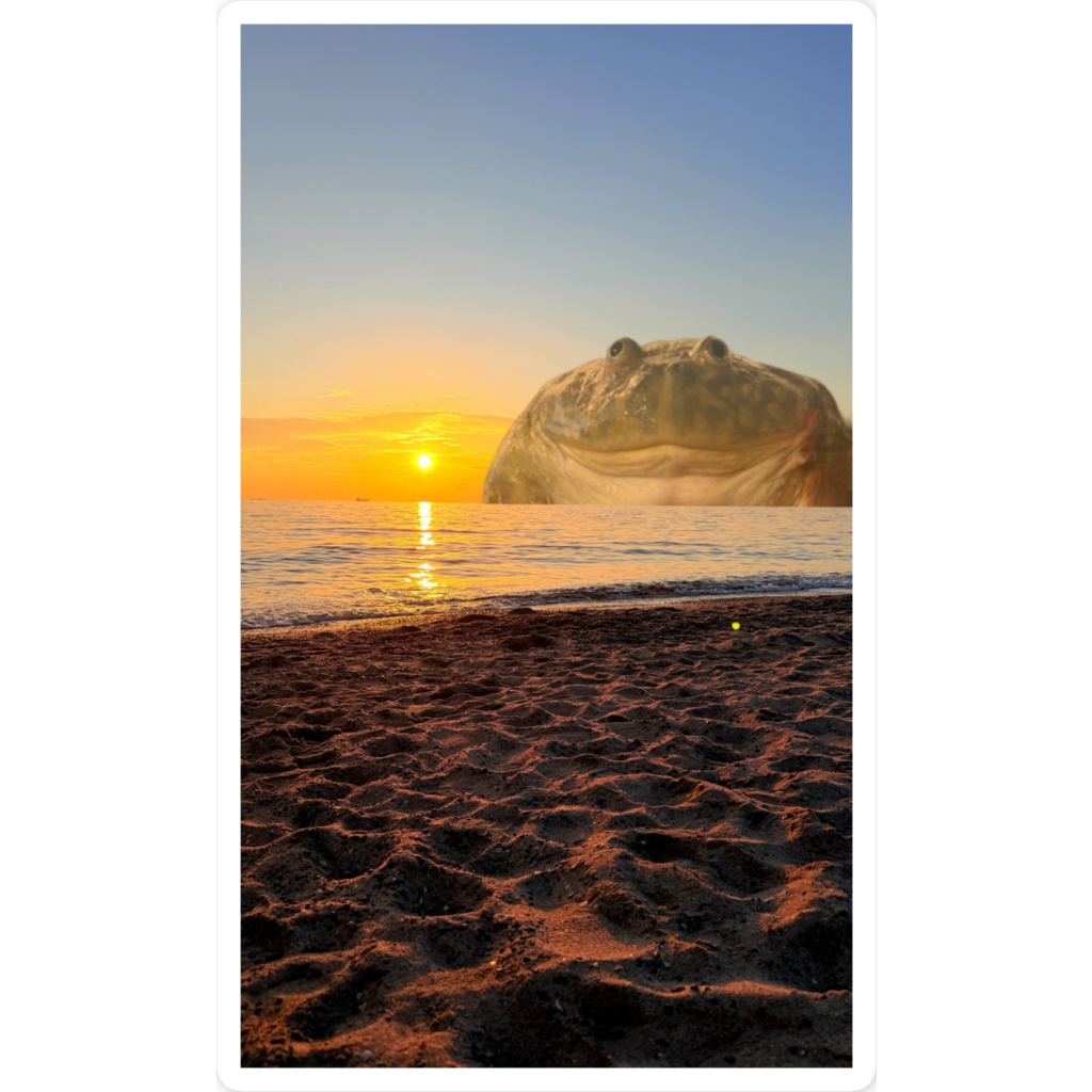 でっかいカエル(夕焼け) スマホステッカー