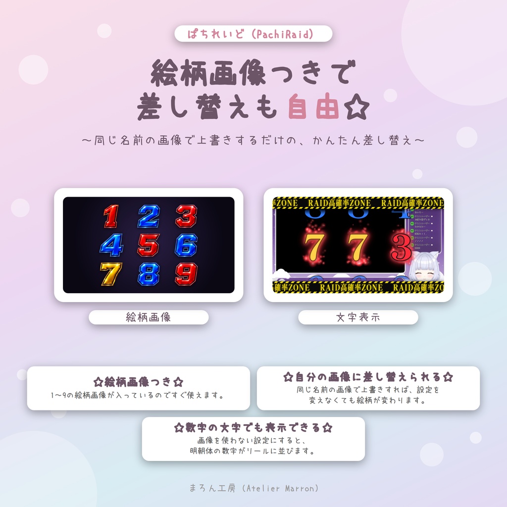 【Twitch×わんコメ】レイドをパチンコ風に演出☆高確率ゾーン・7揃い・ワイプ表示☆【ぱちれいど】