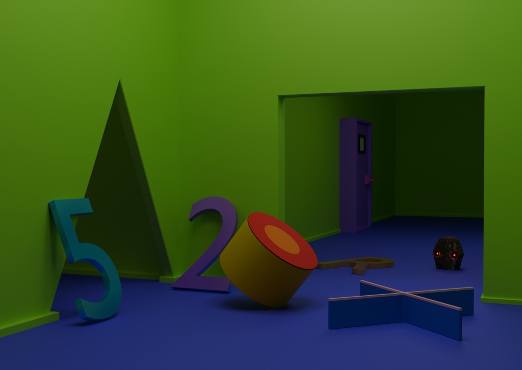 Buttons' holiday | 不気味な空間アートプリント print ver