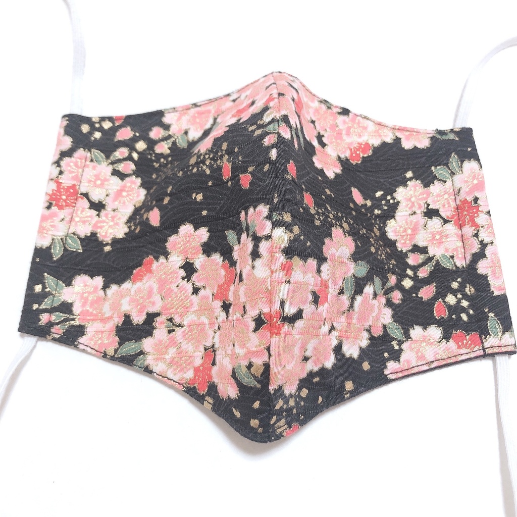 ハンドメイドマスク(桜/黒)