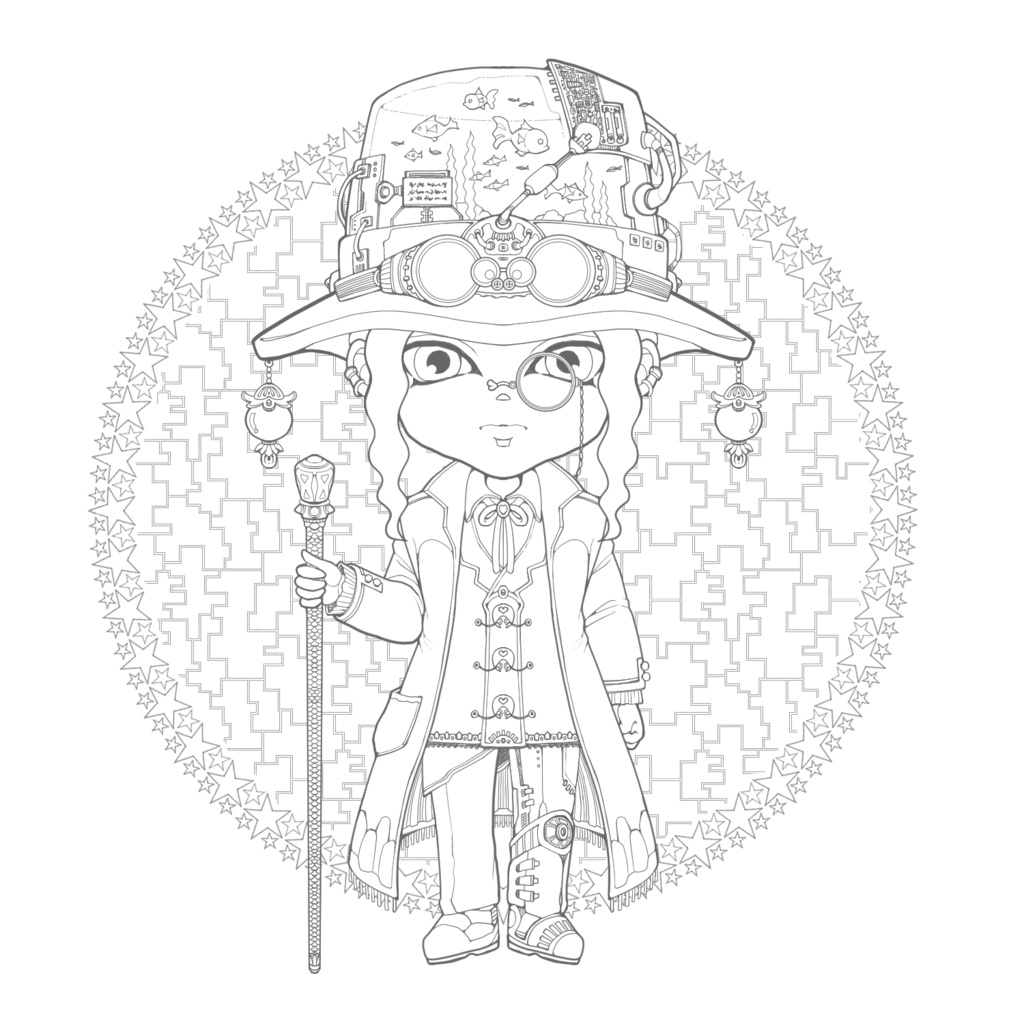 塗り絵ミニキャラ男の子編