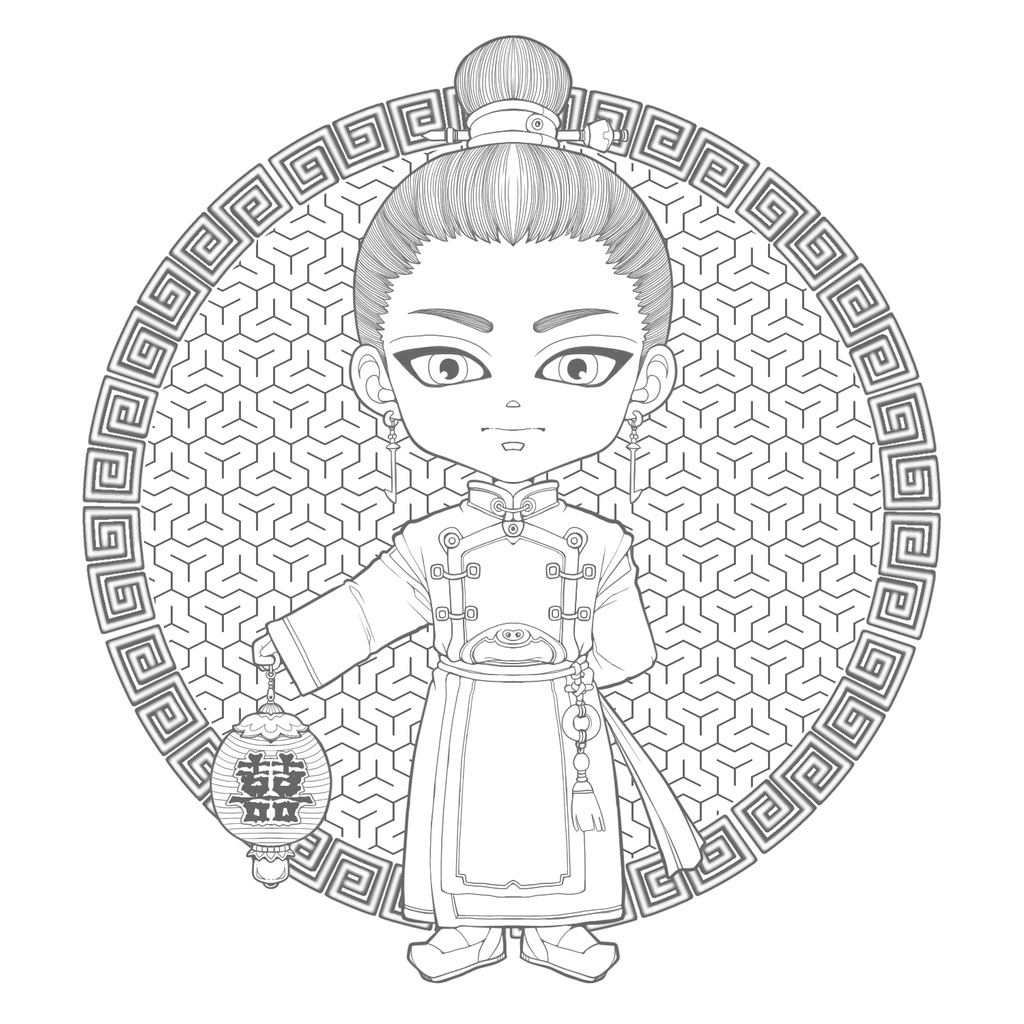 塗り絵ミニキャラ男の子編