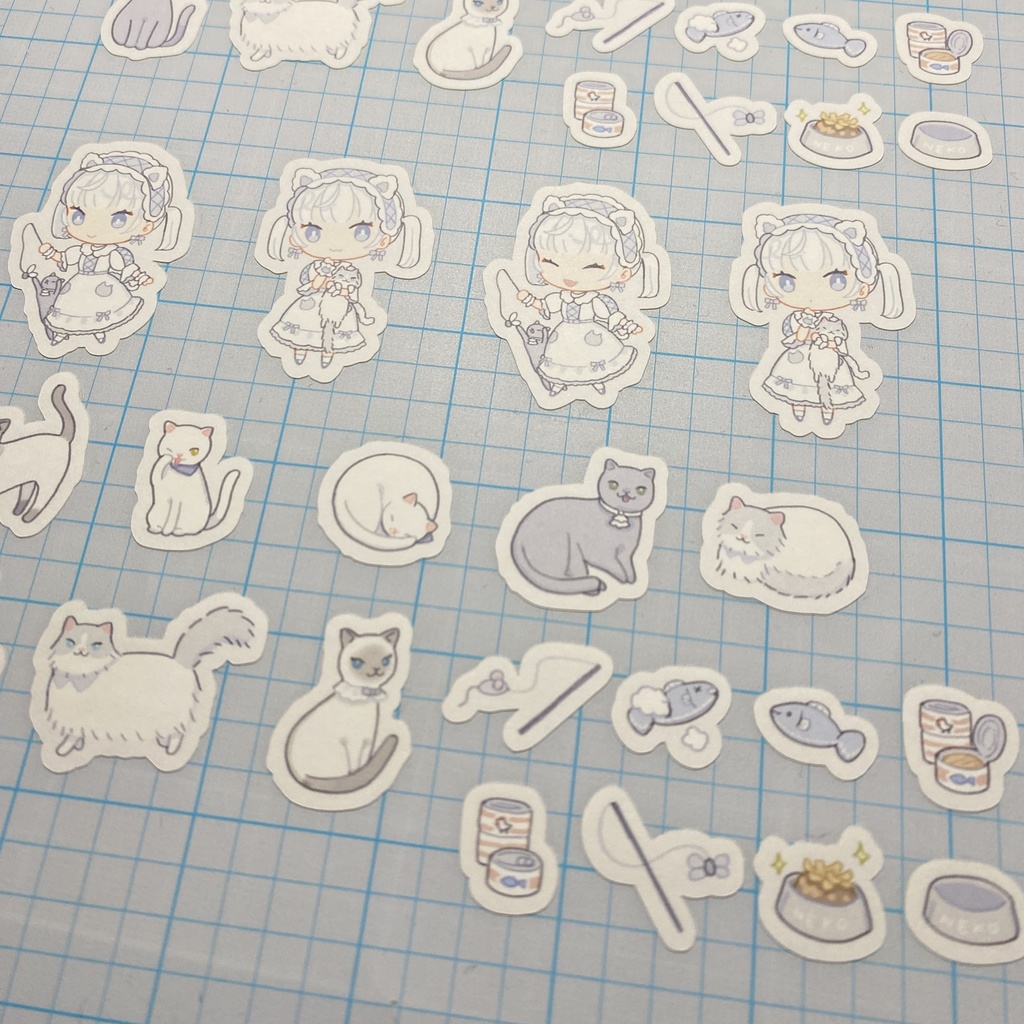 にゃんこ&ガール フレークシール