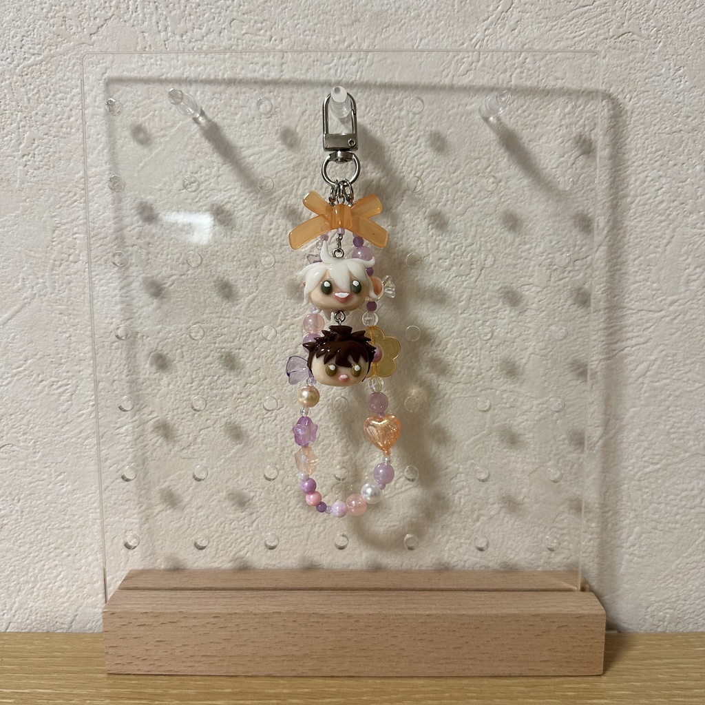 狛日ビーズキーホルダー(紫・橙)