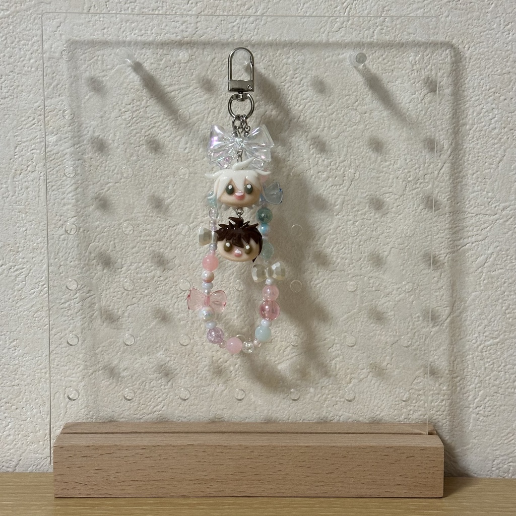 狛日ビーズキーホルダー（ピンク）