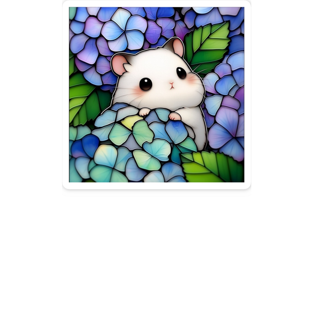 ハムスターと紫陽花ステッカー