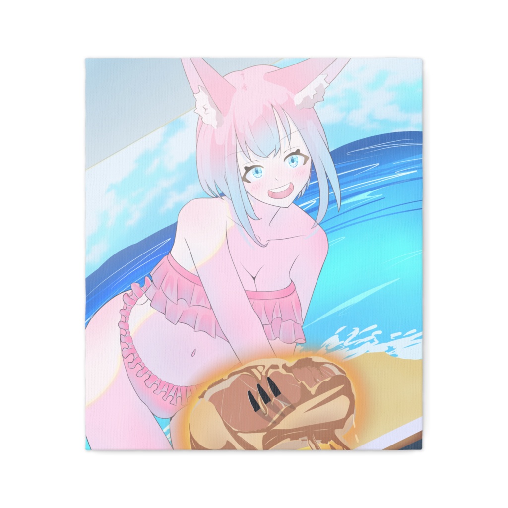 ステーキをあげる人狼ちゃん キャンバス(F10)