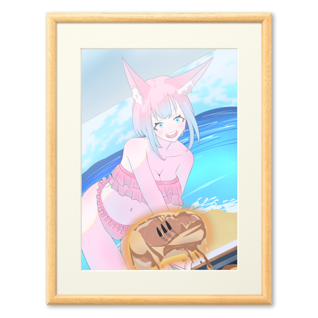 ステーキをあげる人狼ちゃん 複製画(プリモアート ナチュラル)
