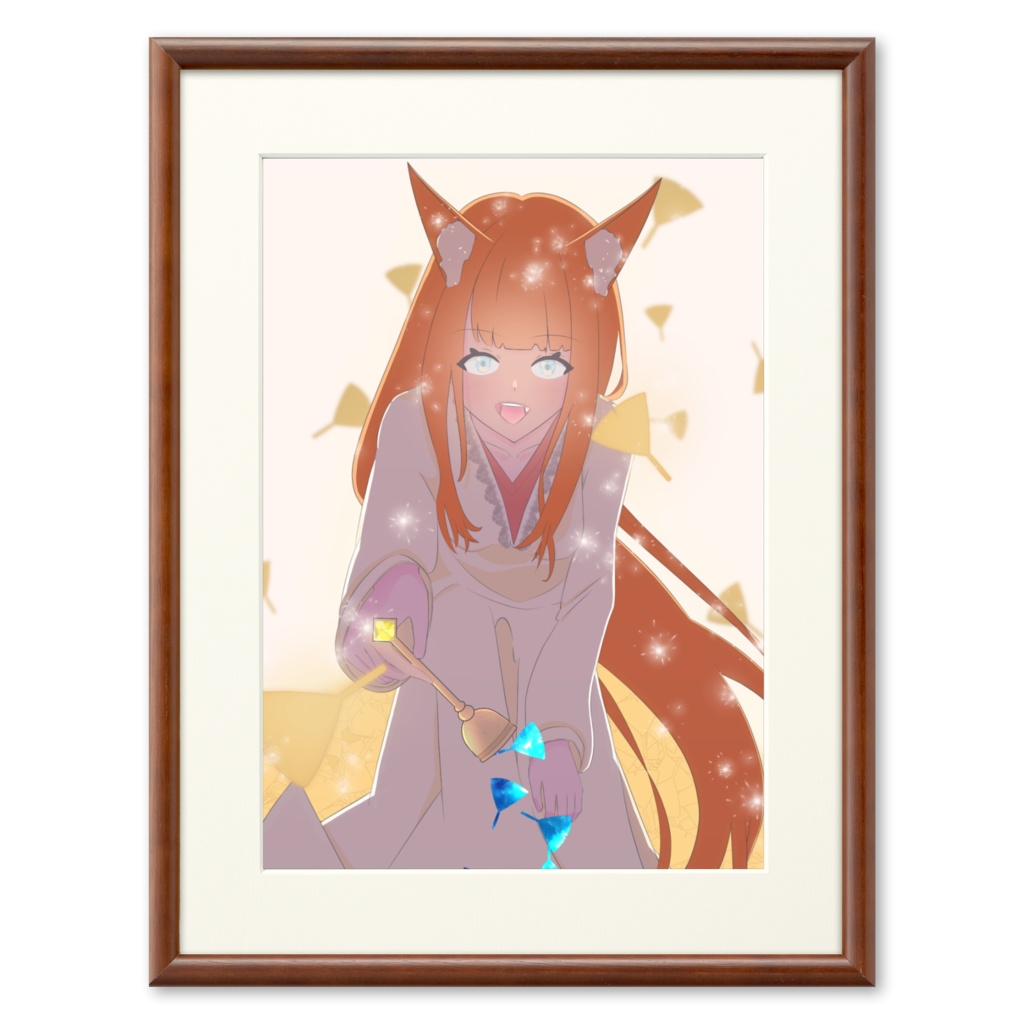 秋を知らせる人狼ちゃん 複製画(プリモアート ブラウン)