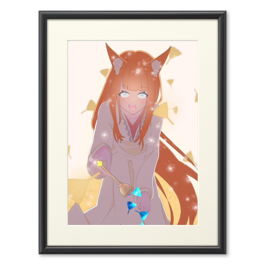 秋を知らせる人狼ちゃん 複製画(プリモアート ブラック)