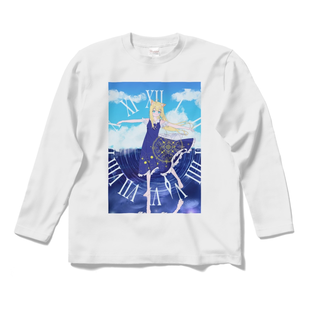 青と人狼と時間ロングスリーブTシャツ（白）