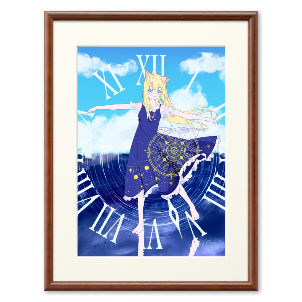 時空の狭間を探検中の人狼ちゃん(複製画プリモアート ブラウン)