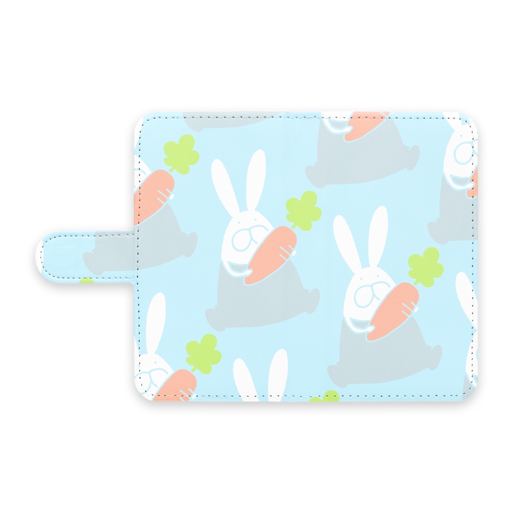うさぎロンパースとにんじん ブルー 手帳型 Android ケース